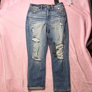 Buckle Black Distressed Blue Jeans